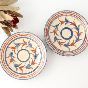 Toshin Kiln Round Plate Red Bougainvillea 15cm/5.9in | Tsuboya Ware Yachimun-Detail5