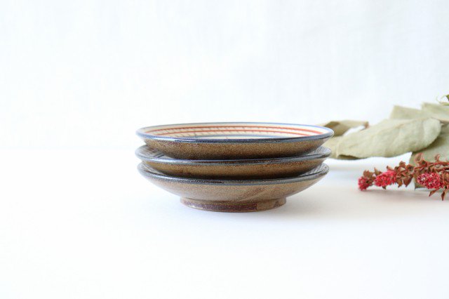 Toshin Kiln Round Plate Red Bougainvillea 15cm/5.9in | Tsuboya Ware Yachimun-Detail6