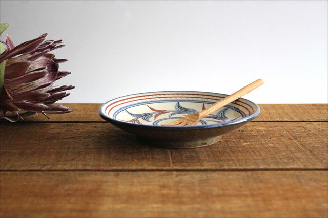 Toshin Kiln Round Plate Red Bougainvillea 15cm/5.9in | Tsuboya Ware Yachimun-Detail7