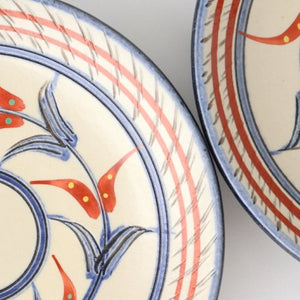 Toshin Kiln Round Plate Red Bougainvillea 15cm/5.9in | Tsuboya Ware Yachimun-Detail8