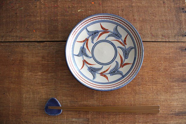 Toshin Kiln Round Plate Red Bougainvillea 15cm/5.9in | Tsuboya Ware Yachimun-Detail9