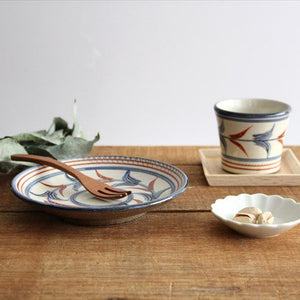 Toshin Kiln Round Plate Red Bougainvillea 15cm/5.9in | Tsuboya Ware Yachimun-Detail10