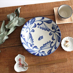 Toshin Kiln Round Plate Blue Arabesque 21cm/8.3in | Tsuboya Ware  Yachimun-Detail11