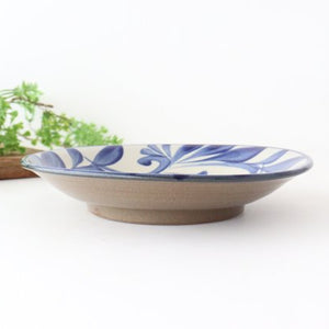 Toshin Kiln Round Plate Blue Arabesque 21cm/8.3in | Tsuboya Ware  Yachimun-Detail3