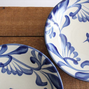 Toshin Kiln Round Plate Blue Arabesque 21cm/8.3in | Tsuboya Ware  Yachimun-Detail8