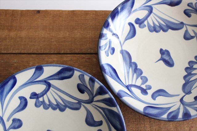 Toshin Kiln Round Plate Blue Arabesque 21cm/8.3in | Tsuboya Ware  Yachimun-Detail8