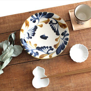 Toshin Kiln Round Plate Blue&Brown Arabesque 21cm/8.3in | Tsuboya Ware  Yachimun-Detail11