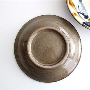 Toshin Kiln Round Plate Blue&Brown Arabesque 21cm/8.3in | Tsuboya Ware  Yachimun-Detail3