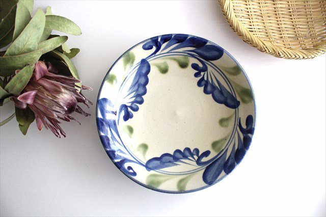 Toshin Kiln Round Plate Lined Arabesque 21cm/8.3in | Tsuboya Ware  Yachimun-TOP