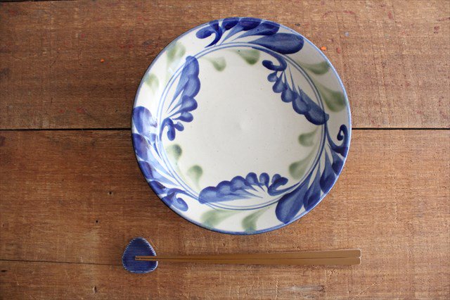 Toshin Kiln Round Plate Lined Arabesque 21cm/8.3in | Tsuboya Ware  Yachimun-Detail2