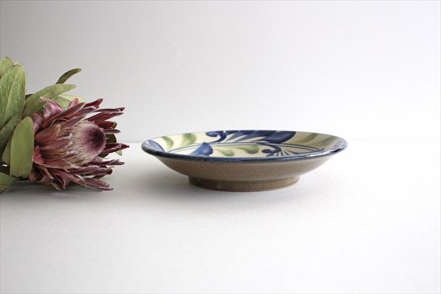 Toshin Kiln Round Plate Lined Arabesque 21cm/8.3in | Tsuboya Ware  Yachimun-Detail3