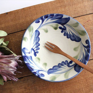 Toshin Kiln Round Plate Lined Arabesque 21cm/8.3in | Tsuboya Ware  Yachimun-Detail7