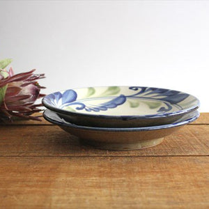 Toshin Kiln Round Plate Lined Arabesque 21cm/8.3in | Tsuboya Ware  Yachimun-Detail9