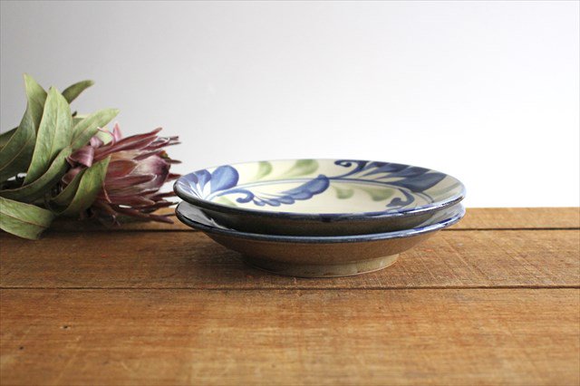 Toshin Kiln Round Plate Lined Arabesque 21cm/8.3in | Tsuboya Ware  Yachimun-Detail9