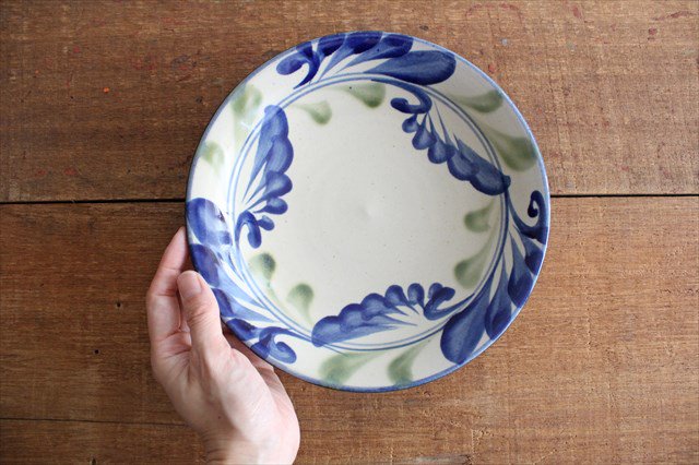 Toshin Kiln Round Plate Lined Arabesque 21cm/8.3in | Tsuboya Ware  Yachimun-Detail10