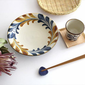 Toshin Kiln Round Plate Deigo Arabesque 21cm/8.3in | Tsuboya Ware  Yachimun-Detail11