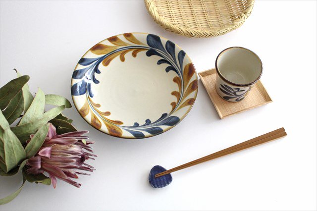 Toshin Kiln Round Plate Deigo Arabesque 21cm/8.3in | Tsuboya Ware  Yachimun-Detail11