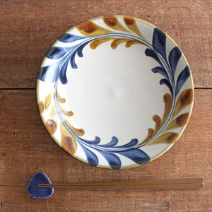 Toshin Kiln Round Plate Deigo Arabesque 21cm/8.3in | Tsuboya Ware  Yachimun-Detail4