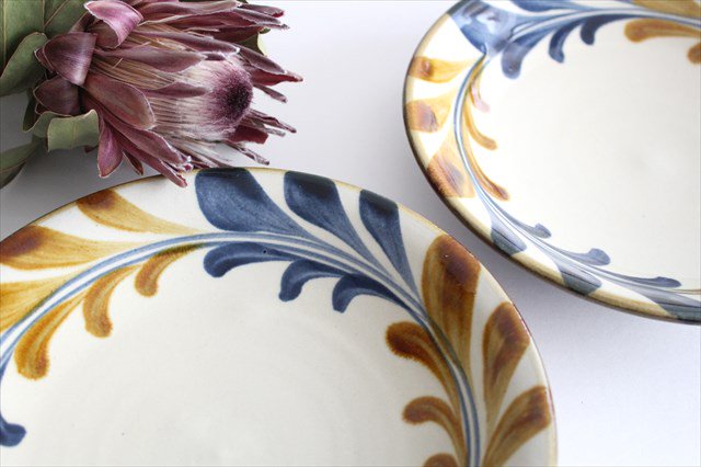 Toshin Kiln Round Plate Deigo Arabesque 21cm/8.3in | Tsuboya Ware  Yachimun-Detail5