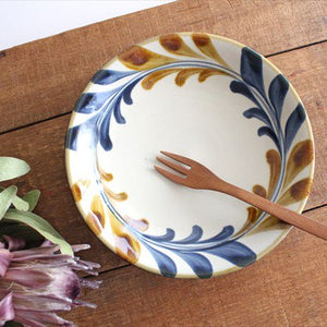 Toshin Kiln Round Plate Deigo Arabesque 21cm/8.3in | Tsuboya Ware  Yachimun-Detail7