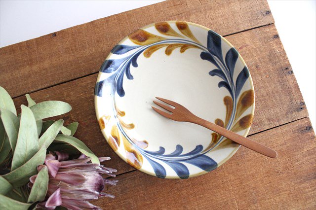 Toshin Kiln Round Plate Deigo Arabesque 21cm/8.3in | Tsuboya Ware  Yachimun-Detail7