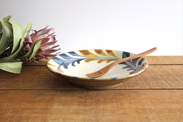 Toshin Kiln Round Plate Deigo Arabesque 21cm/8.3in | Tsuboya Ware  Yachimun-Detail9