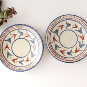 Toshin Kiln Round Plate Red Bougainvillea 21cm/8.3in | Tsuboya Ware  Yachimun-Detail2