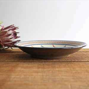 Toshin Kiln Round Plate Red Bougainvillea 21cm/8.3in | Tsuboya Ware  Yachimun-Detail3