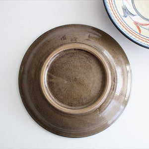 Toshin Kiln Round Plate Red Bougainvillea 21cm/8.3in | Tsuboya Ware  Yachimun-Detail4