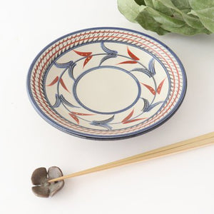 Toshin Kiln Round Plate Red Bougainvillea 21cm/8.3in | Tsuboya Ware  Yachimun-Detail6