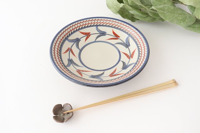 Toshin Kiln Round Plate Red Bougainvillea 21cm/8.3in | Tsuboya Ware  Yachimun-Detail6