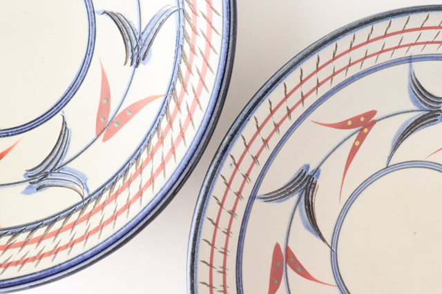 Toshin Kiln Round Plate Red Bougainvillea 21cm/8.3in | Tsuboya Ware  Yachimun-Detail8