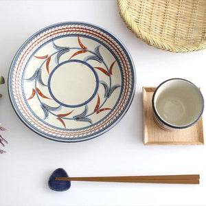 Toshin Kiln Round Plate Red Bougainvillea 21cm/8.3in | Tsuboya Ware  Yachimun-Detail9