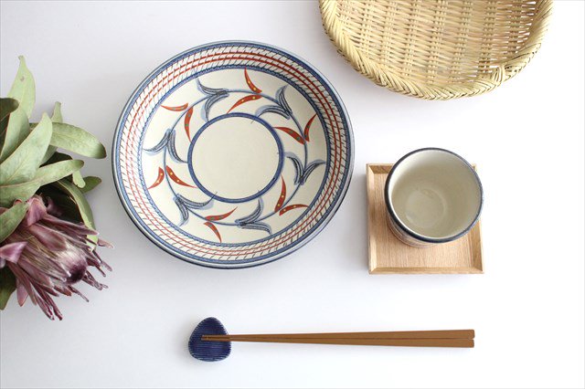 Toshin Kiln Round Plate Red Bougainvillea 21cm/8.3in | Tsuboya Ware  Yachimun-Detail9