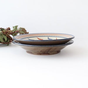 Toshin Kiln Round Plate Red Bougainvillea 21cm/8.3in | Tsuboya Ware  Yachimun-Detail10