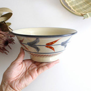 Toshin Kiln Ramen Bowl Bougainvillea  | Tsuboya Ware Yachimun-Detail5