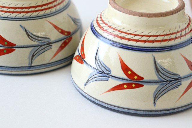 Toshin Kiln Soup Bowl Red Bougainvillea | Tsuboya Ware Yachimun-Detail3