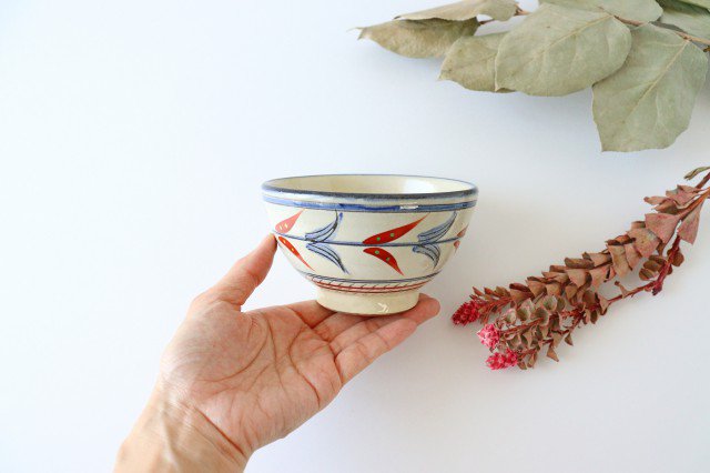 Toshin Kiln Soup Bowl Red Bougainvillea | Tsuboya Ware Yachimun-Detail6