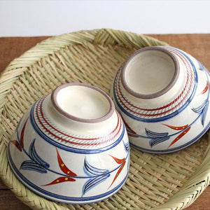 Toshin Kiln Soup Bowl Red Bougainvillea | Tsuboya Ware Yachimun-Detail8