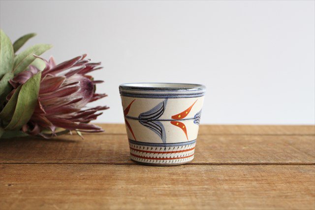 Toshin Kiln Soba Choko Red Bougainvillea Small | Free Cup Tsuboya Ware Yachimun-TOP