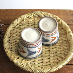 Toshin Kiln Soba Choko Red Bougainvillea Small | Free Cup Tsuboya Ware Yachimun-Detail3