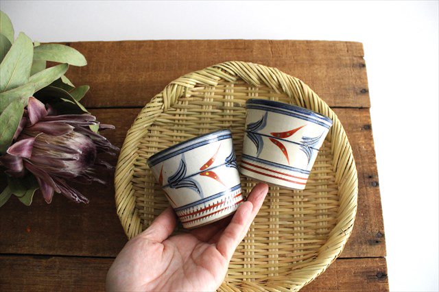 Toshin Kiln Soba Choko Red Bougainvillea Small | Free Cup Tsuboya Ware Yachimun-Detail4