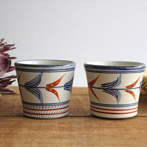 Toshin Kiln Soba Choko Red Bougainvillea Small | Free Cup Tsuboya Ware Yachimun-Detail5