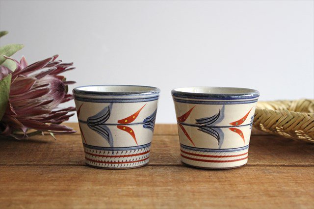 Toshin Kiln Soba Choko Red Bougainvillea Small | Free Cup Tsuboya Ware Yachimun-Detail5