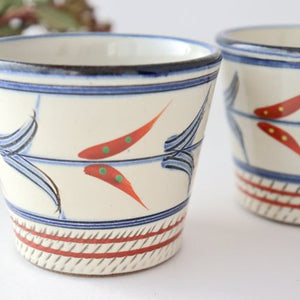 Toshin Kiln Soba Choko Red Bougainvillea Small | Free Cup Tsuboya Ware Yachimun-Detail6