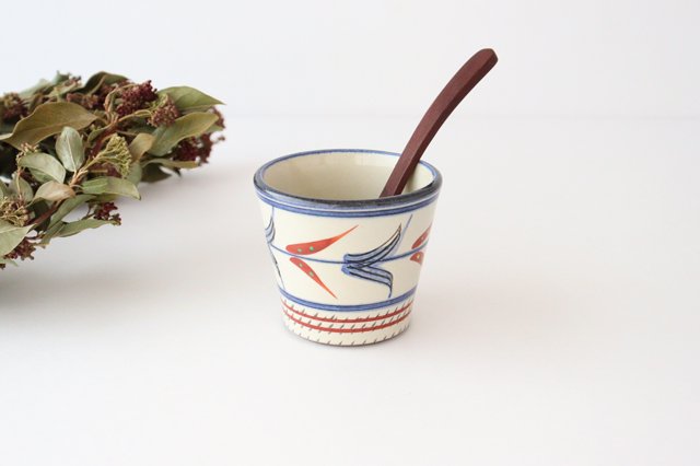 Toshin Kiln Soba Choko Red Bougainvillea Small | Free Cup Tsuboya Ware Yachimun-Detail7