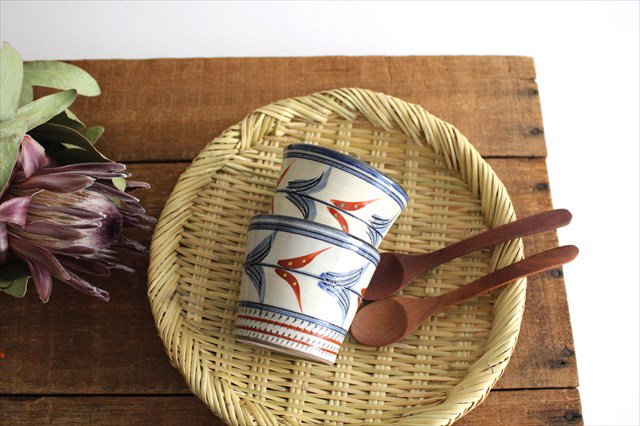 Toshin Kiln Soba Choko Red Bougainvillea Small | Free Cup Tsuboya Ware Yachimun-Detail8