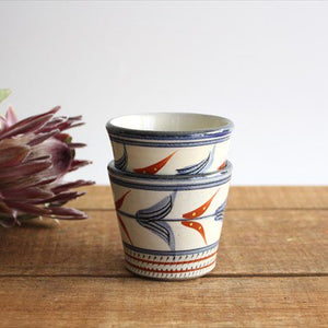 Toshin Kiln Soba Choko Red Bougainvillea Small | Free Cup Tsuboya Ware Yachimun-Detail10