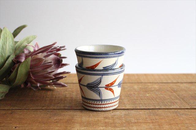 Toshin Kiln Soba Choko Red Bougainvillea Small | Free Cup Tsuboya Ware Yachimun-Detail10