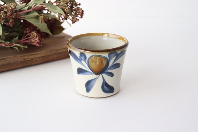 Toshin Kiln Soba Choko Blue and Brown Arabesque Small | Free Cup Tsuboya Ware Yachimun-TOP